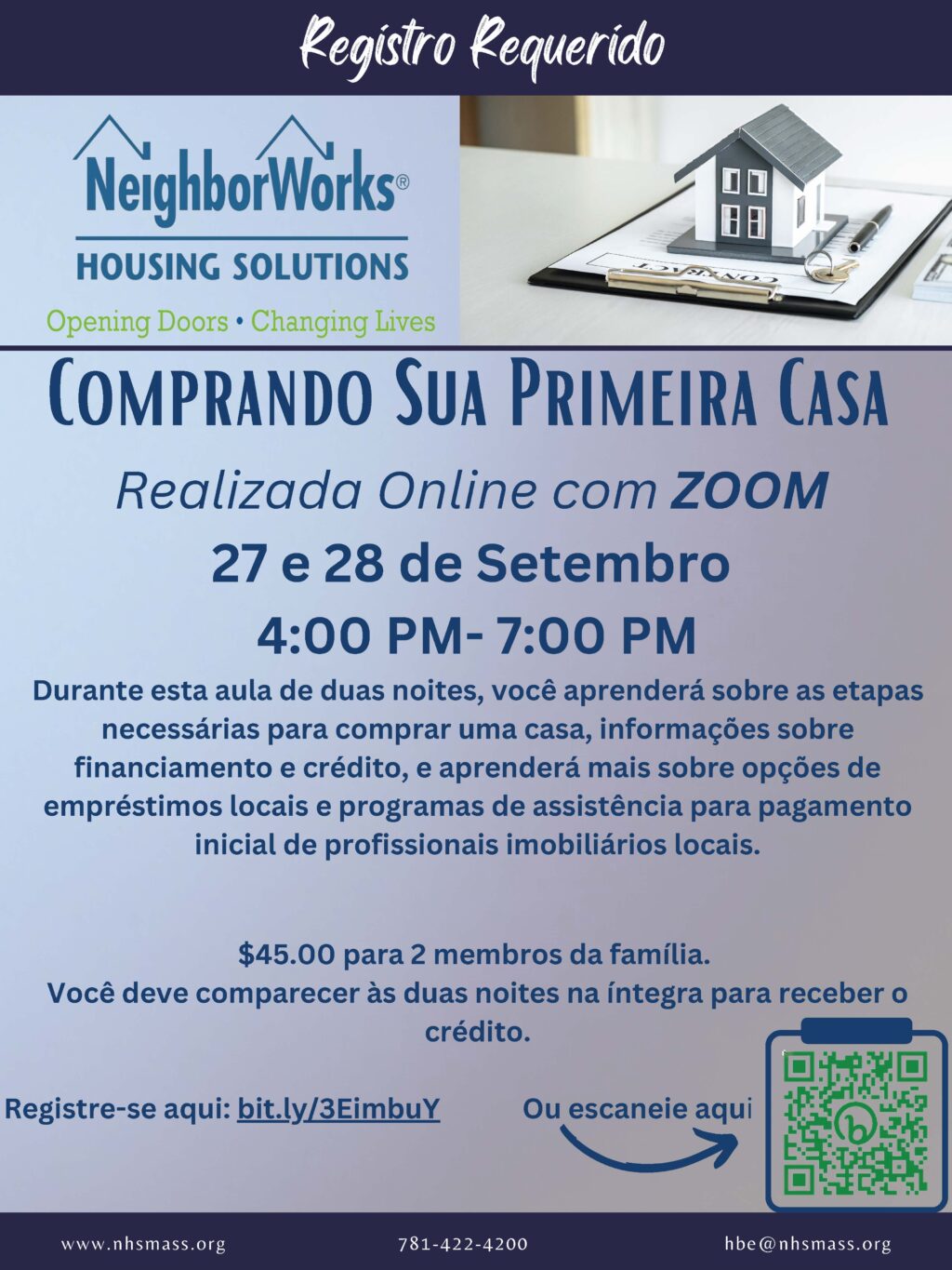 2 Noites de Aula de Português para Compradores de Casa pela Primeira Vez